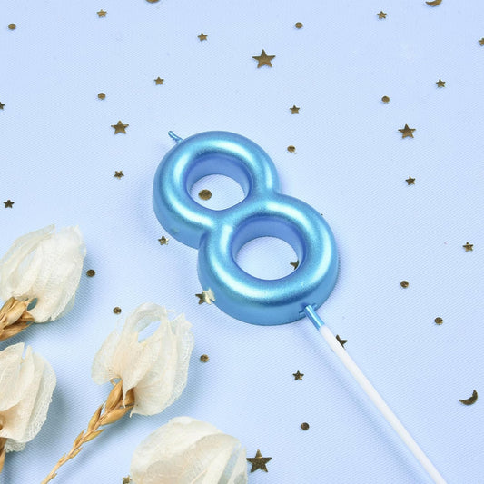 PHD CAKE 2.76 inch Classical Blue 8 Number Birthday Candles, Blue Number Candles, Cake Number Candles, Party Celebration