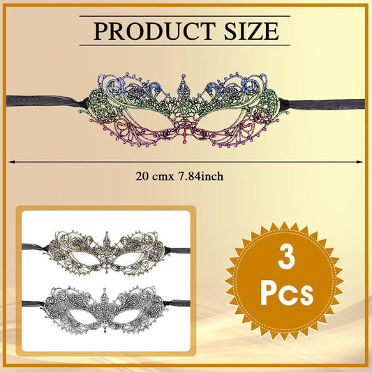 3 Pcs Adult Masquerade Mask Mysterious Fun Lace Masks for Couples Women Man Lace Headpiece Disguise for Costumes