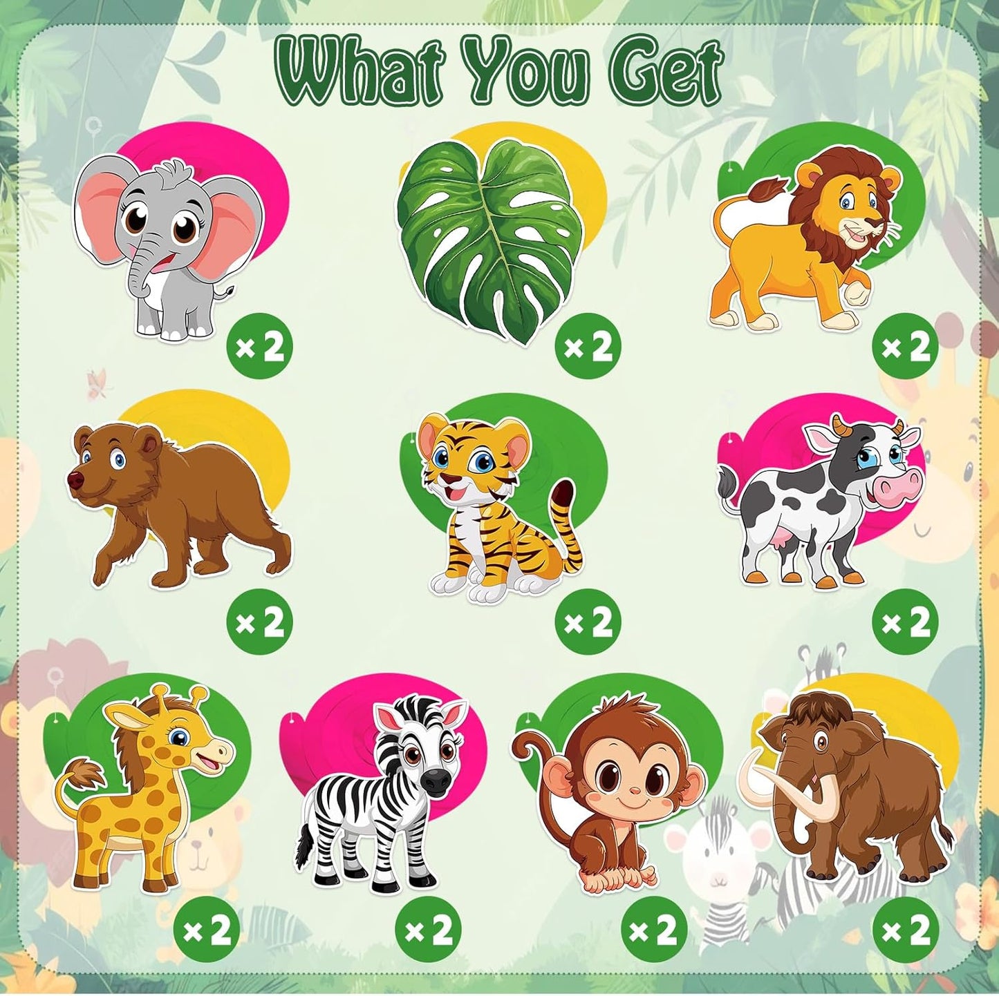 Runloon 40Pcs Jungle Animal Hanging Swirl Decorations – Safari Party Ceiling Decor for Birthday & Baby Shower
