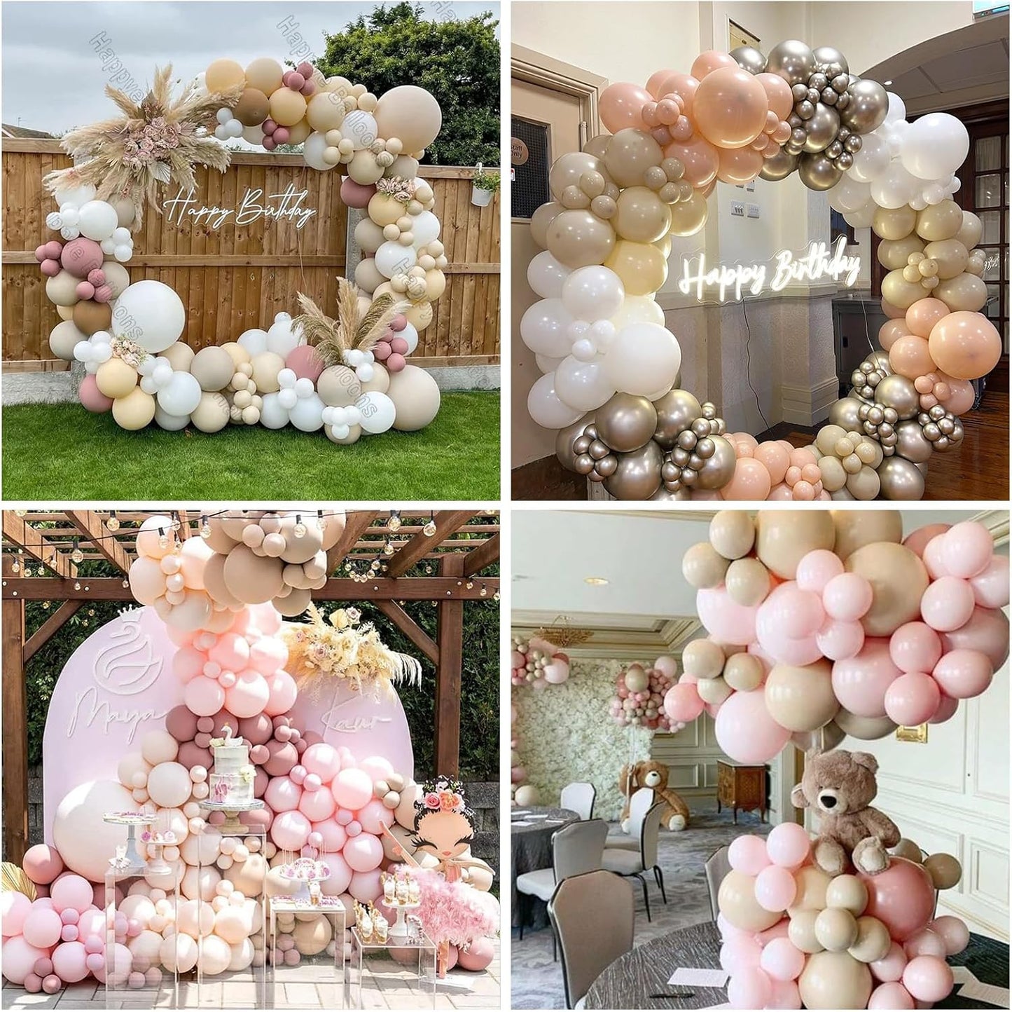 Blush Pink Balloons 60 Pcs 12 Inch Dusty Pink White Sand Latex Balloon Retro Pink Nude Cream Clear Balloons for Bridal Baby Girls Shower Boho Bachelorette Birthday Wedding Party Decorations