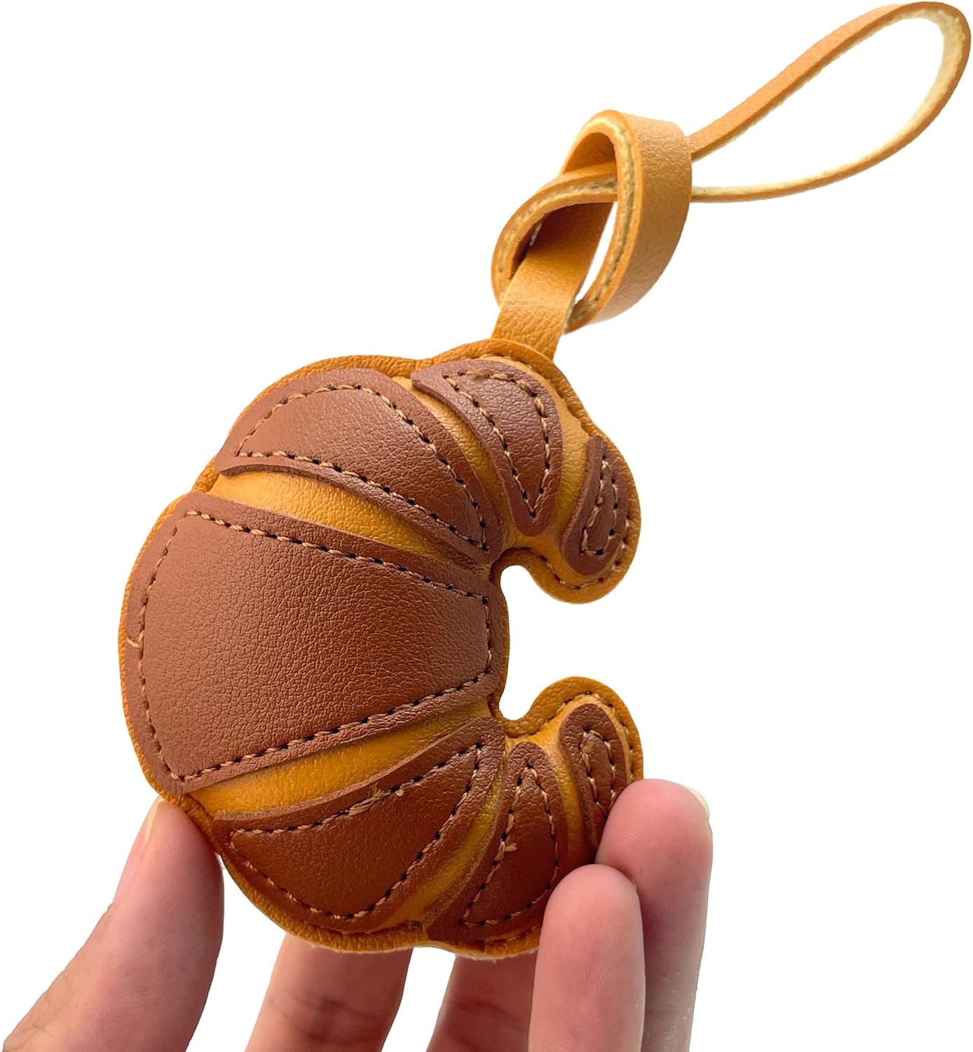 Handmade Leather Croissant Bag Charm, Cute Bread Keychain for Handbags Purses Backpack Accessories Charms