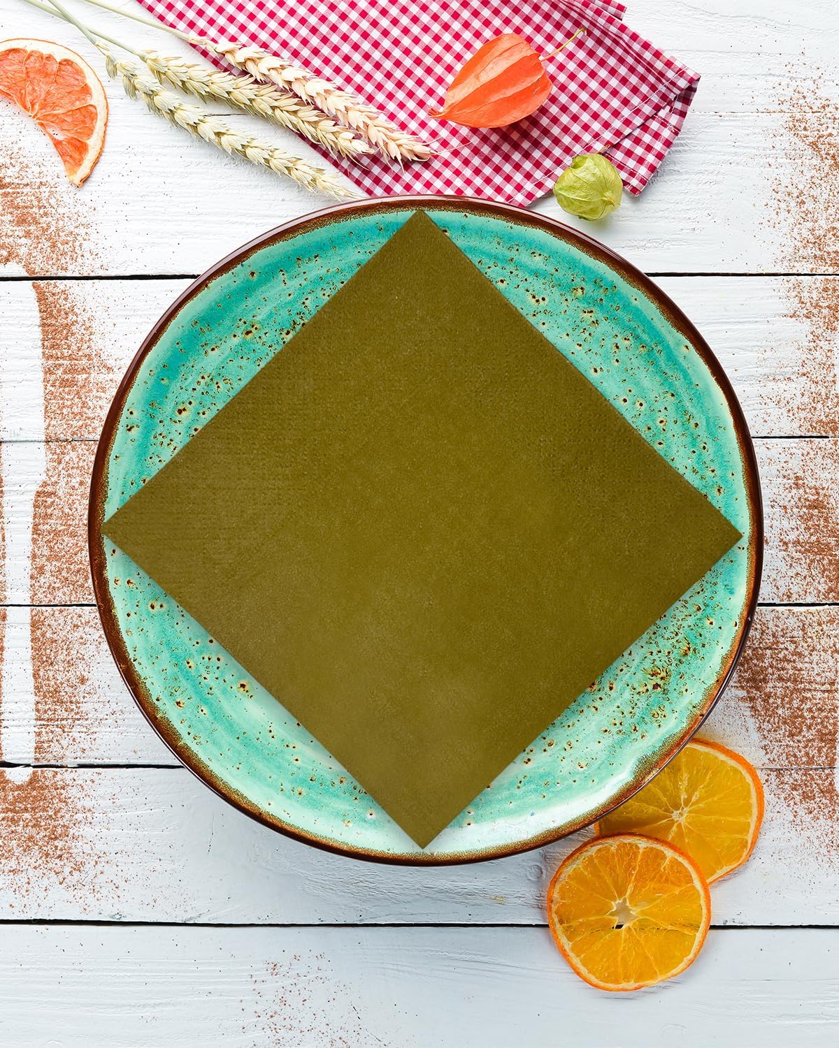 Olive Green Cocktail Napkins 5 * 5inch disposable Beverage Napkin paper for Cocktail, Wedding, Dinner,Birthday Party Dessert Wine Paper Napkins( 120 Count)