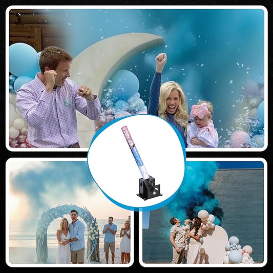 Ultimate Confetti - Electric Blue Powder Cannon Cartridge 24” - Pre-Filled with Food-Grade Powder, Leak-Resistant Gender Reveal Poppers Cannon, Requires EC-1 or EC-4 Confetti Machine to Activate