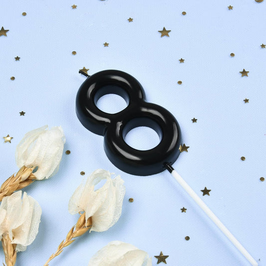 PHD Cake 2.76 inch Classical Black 8 Number Birthday Candles for Party Celebration