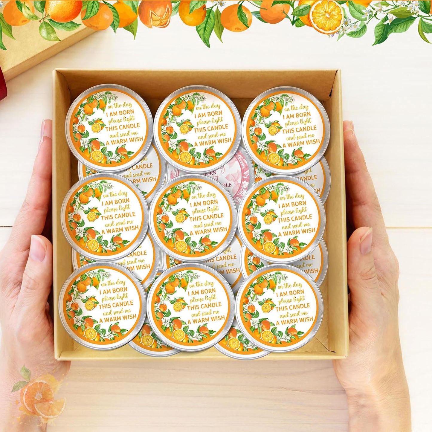 MTLEE 24 Pcs Mandarin Orange Baby Shower Party Favors Candles Lavender Scented Baby Shower Favors for Guests Rustic Tealights Candles Gender Reveal Return Gifts Girl Boy(1.2 Oz, Orange)