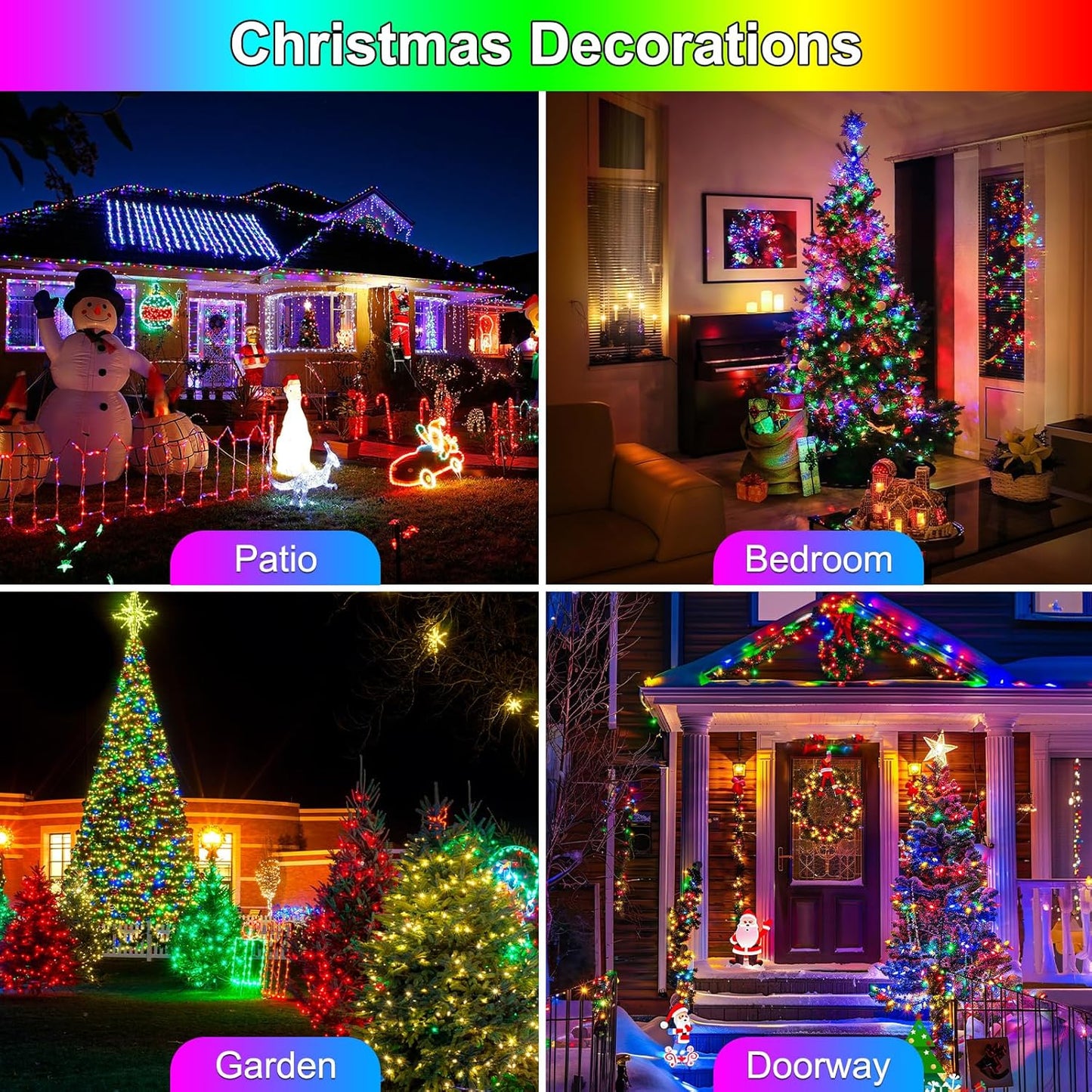 200FT 600LED Christmas Lights Plug in,Outdoor Indoor Fairy Lights with Timer and 8 Modes,Christmas Tree Lights for Garden Party Wedding Christmas Decoration(Multi-Color