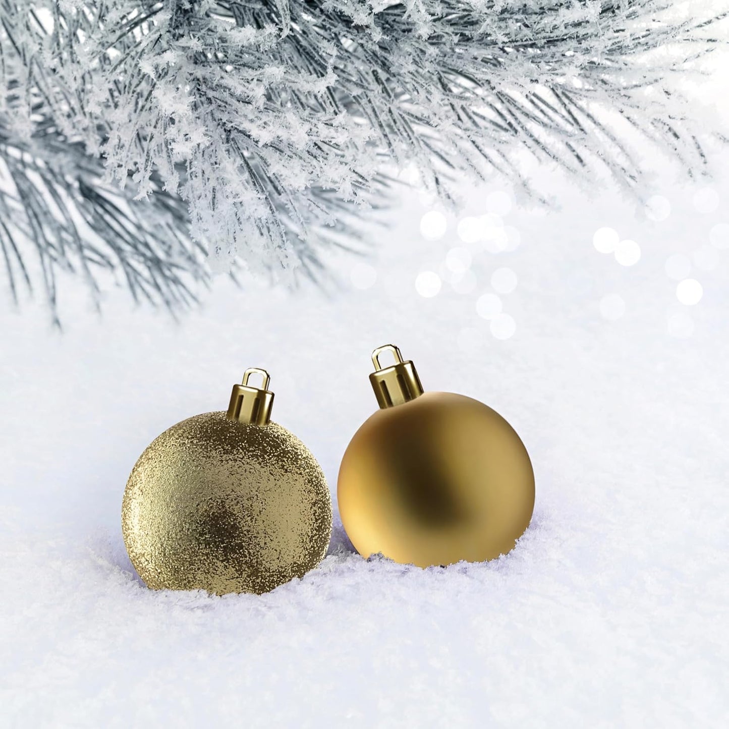 Prextex 36pc Shatterproof Gold Christmas Balls Ornament Set - Festive Christmas Tree Ornaments in 3 Different Sizes and 6 Styles - Holiday Decoration with Hanging Loops for Tree, Wreath, Party Decor