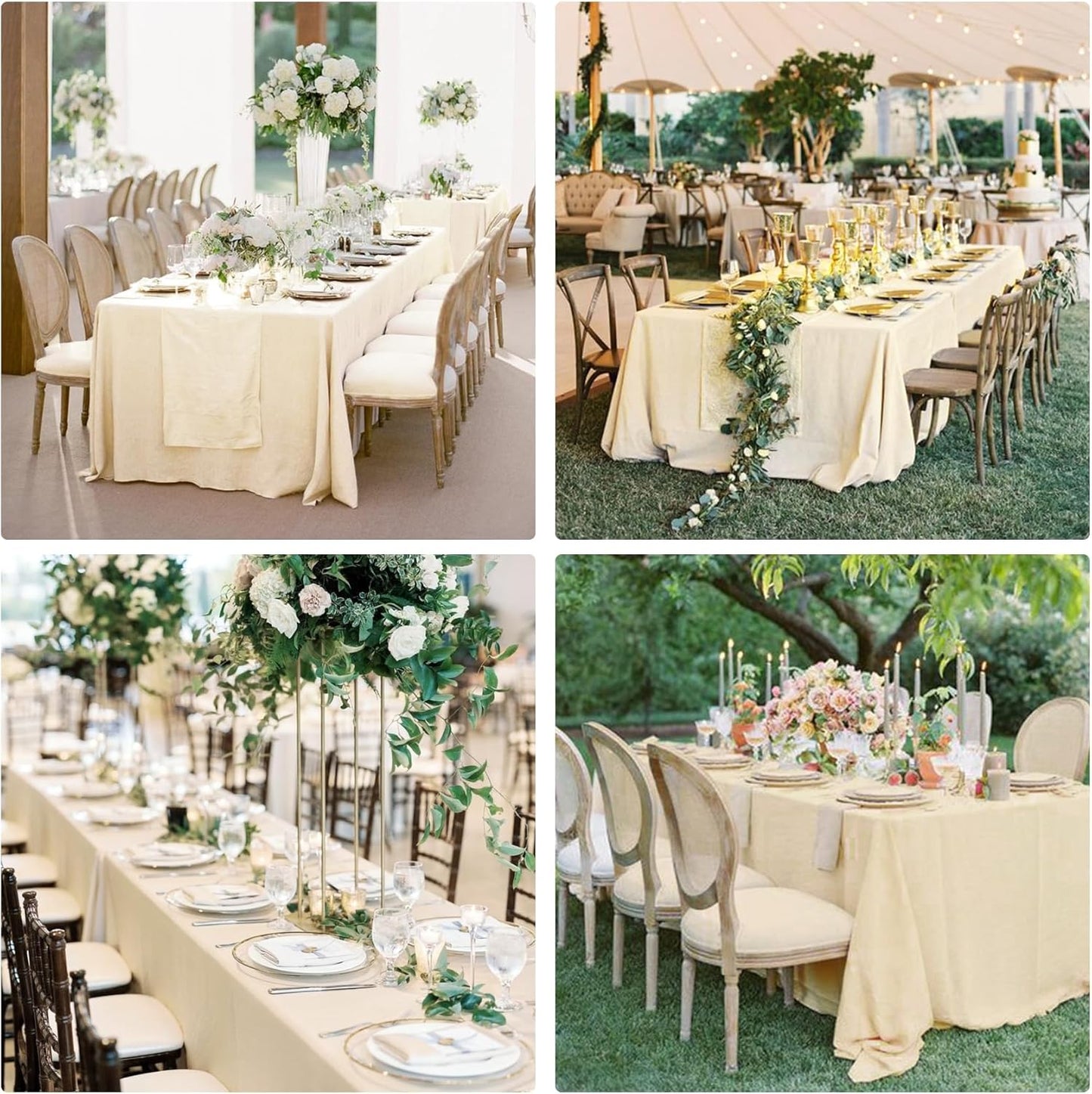 4 Pack Rectangle Tablecloth for 6 Foot Tables Washable Polyester Table Cover for Wedding Dining Table Parties Banquet(60x102 Champagne)