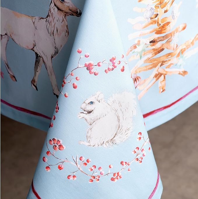 Maison d' Hermine Table Cloth Square Table 100% Cotton 54 x 54 Inches Fall Tablecloth Reusable Everyday Use for Thanksgiving Christmas Decorations Dining Farmhouse Party (Fairy Tale Forest)