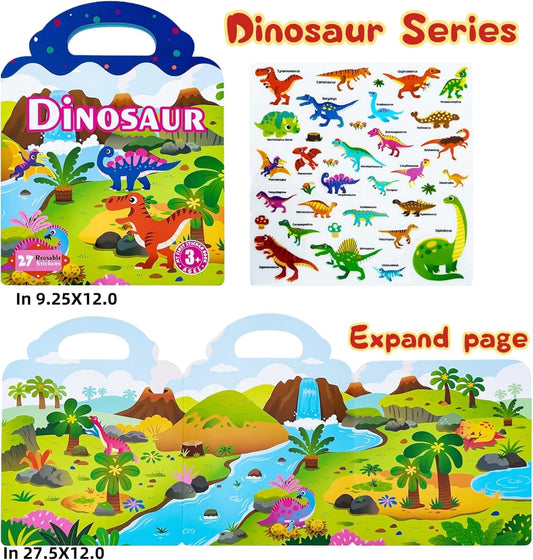 2 Sets Reusable Sticker Book for Toddlers 3+ Years - Waterproof Sticker Books for Kids, Travel Toys with Stickers for Kids, Perfect for Restaurant & Plane Use, Birthday Gifts for Girls Boys
