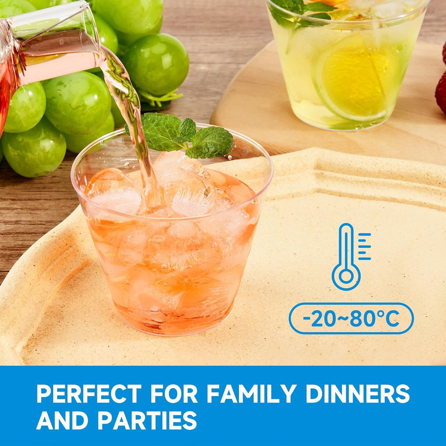 RACETOP 9 oz 200 packs Clear Disposable Plastic Cups, Durable Plastic Cups Tumblers, Perfect for Parties, Wedding and Festival Events