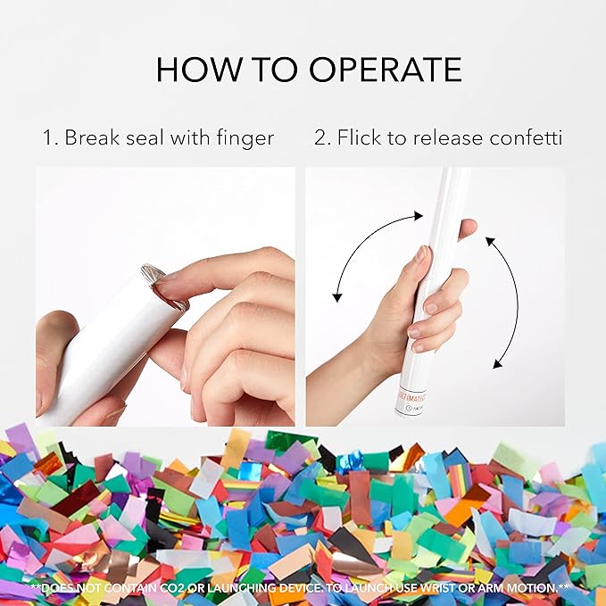 Ultimate Confetti - 8 Pack Baby Blue Confetti Wands - Handheld 14" Biodegradable Tissue Paper Confetti Flick Flutter Sticks For Wedding, Birthday, Parties & Live Events - 2 Handfuls, 1.5 oz Each Stick