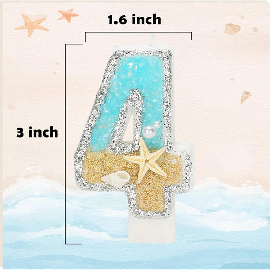 Birthday Candle for Cake, Beach Starfish Sequins Candles, 2.76 inch Cake Topper Decoration for Birthday Party (Number 40)
