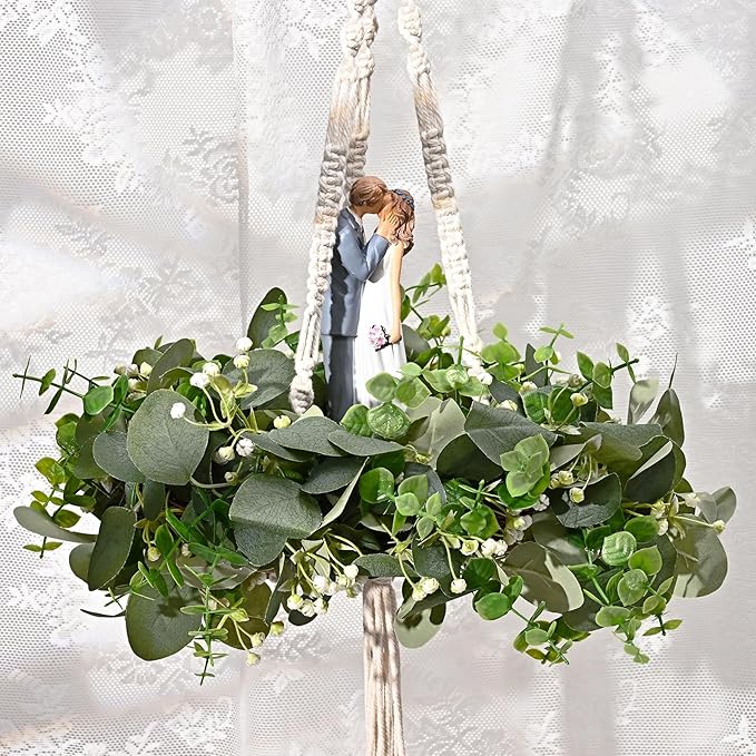Dolicer 6 Packs 6FT Artificial Eucalyptus Garland, Faux Greenery Garland Fake Vines Hanging Silver Dollar Eucalyptus Leaves for Wedding Backdrop Arch Table Wall Party Home Decor