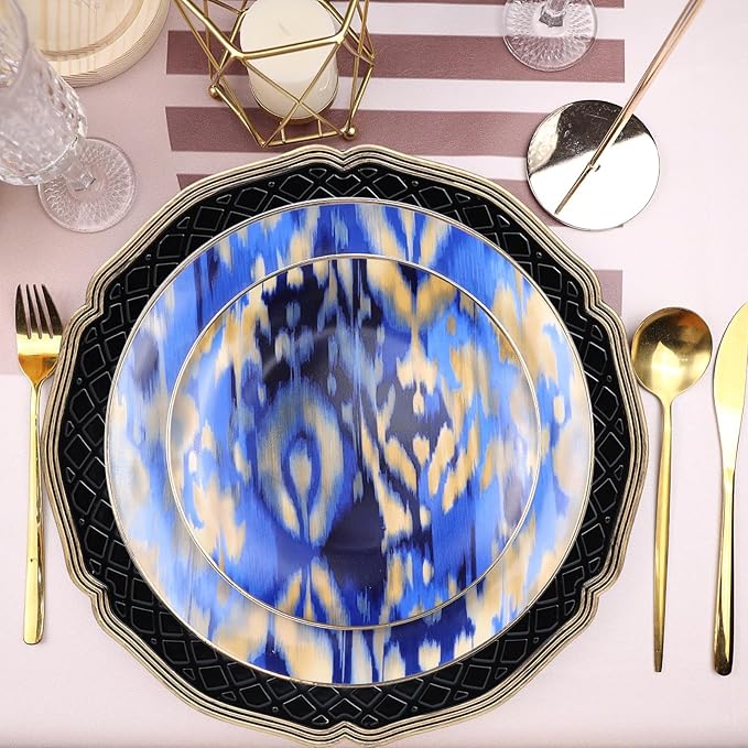Black Scallop Charger Plate, Set of 6 Plastic Wedding Bulk Plate Charges for Dinner Plates, Table Decoration, Holiday, Thanksgiving, Christmas.