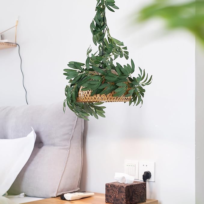 3 Strands Odorless Artificial Olive Leaf Vines, 73'' Silk Ivy Vine Garland with Green Leaves, Fake Hanging Plants Greenery Decor for Home, Bedroom, Wall, Party, Wedding Decoration.