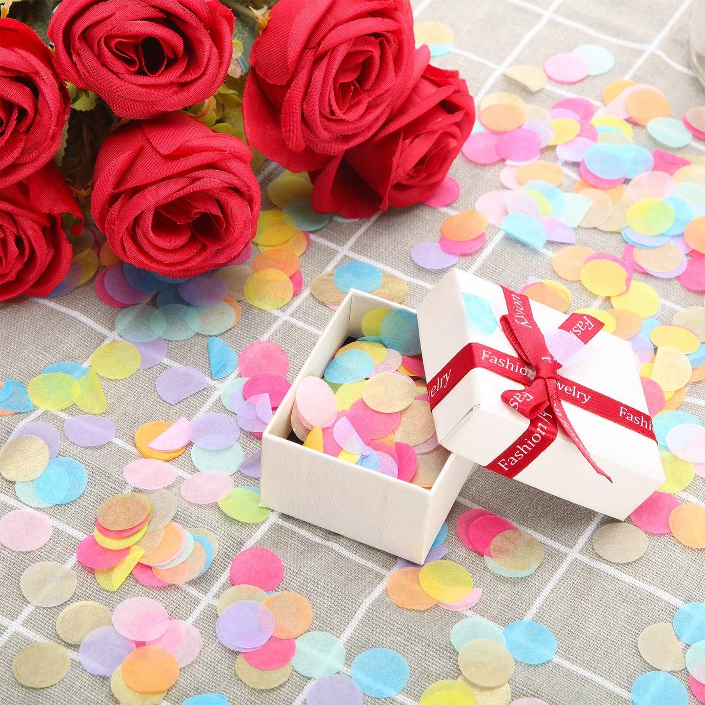 TecUnite Round Tissue Paper Table Confetti Dots for Wedding Birthday Party Decoration, 1.76 oz(Colorful Confetti,1.5 cm)