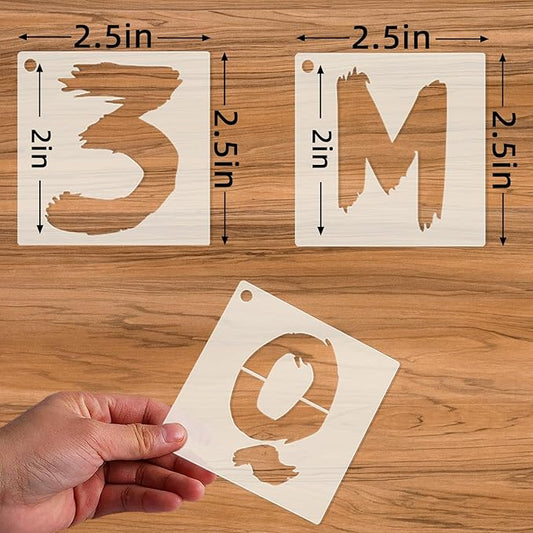 36-Piece Letter Stencils - Reusable Numbers & Alphabet Stencils for Painting, Spray Painting, Wood, Wall, Fabric, Rock, Chalkboard, Signage (2 inch, Cursive)