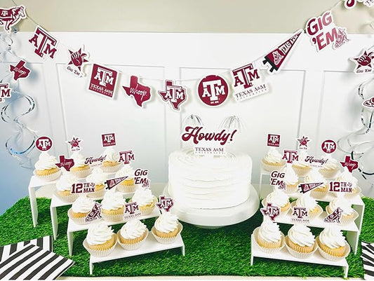 Texas A&M Party Supplies for TAMU Football, Birthday Gift, Graduation Party Banner and Cake Toppers (42 Pieces)(Texas A&M Aggies)