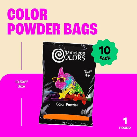 Chameleon Colors Powder, 1 lb Bags (10 Pack), Rainbow Set, Holi Festival, Color Run, Gender Reveal
