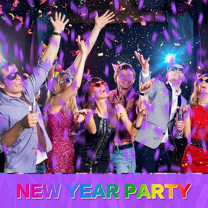 Confetti Cannon 12Pack Purple Party Popper Shooters 12 Inch Confftti Poppers for Wedding Birthday Graduation Christmas New Year Eve Party Supply Launches 20-25ft