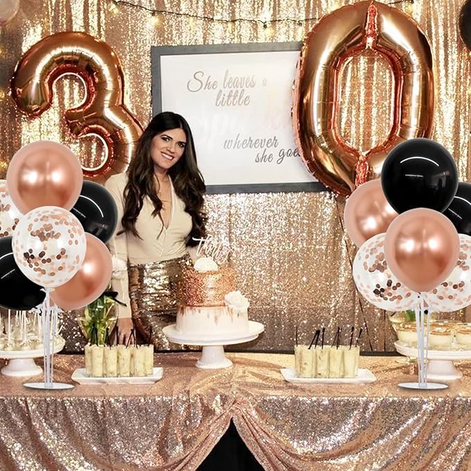 TONIFUL 4 Set Rose Gold and BlackBalloon Centerpieces for Table,Balloon Stand Kit for Bridal Shower,Class of 2026 Graduation,Wedding,Hot Girl Party Decoration,Retirement,Birthday Decorations for Women