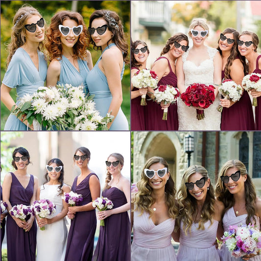 AEAHALY Pink White Black Heart Sunglasses for Women Vintage Bride Heart Shaped Sunglasses Wedding Party Accessories