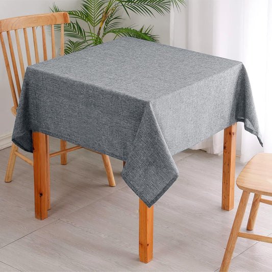 Hiasan 2 Pack Faux Linen Square Tablecloth - Wrinkle and Stain Resistant Washable Table Cloth for Kitchen Dining Room Holiday Table Cover for Party Dinner, Grey, 54 x 54 Inch