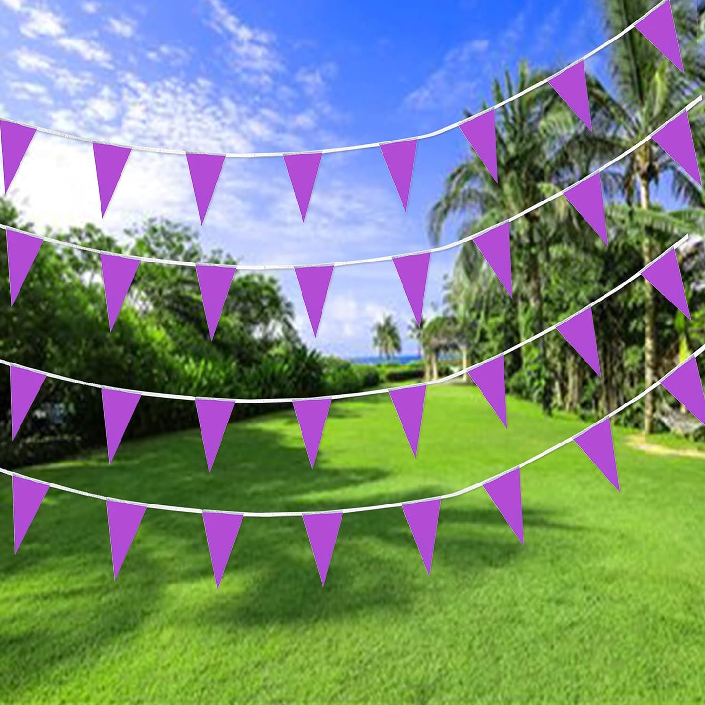 Consummate Purple Pennant Banners Flags String Hanging Triangle Bunting Flags for Grand Opening,Kids Birthday,Party Decorations,100 Feet