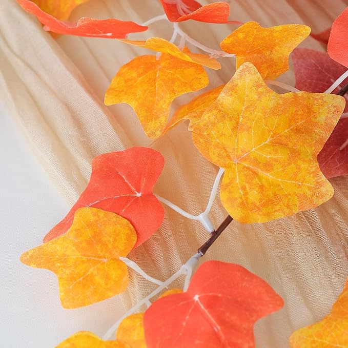 mizii 5 Packs 360" Artificial Vines Fall Ivy Garland Fake Vine Realistic Silk Leaves Faux Hanging Plants Greenery Decoration for Outdoors Wedding Party Indoor Mantle Bedroom Fall Decor (Fall Ivy)
