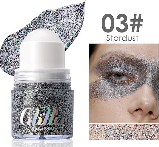 Erinde Holographic Body Glitter Gel, Roll-On Face Hair Glitter for Mermaid Makeup Festival Party Rave Accessories, Chunky Sequins Chameleon Shimmer Christmas Makeup for Women Girls, 03 Black