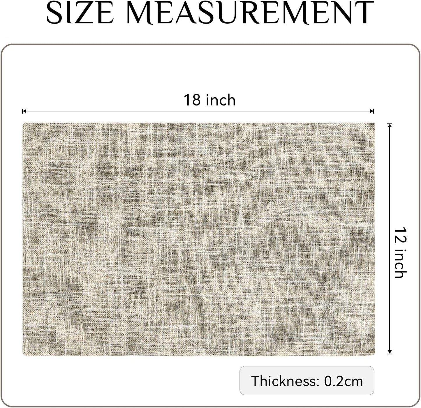 Softalker Faux Linen Placemats Set of 12-12 x 18 Inch, Heat Resistant Double Layered Durable Burlap Farmhouse Place Mats, Non-Slip Washable Rustic Table Mats for Dining, Kitchen, Party(Beige