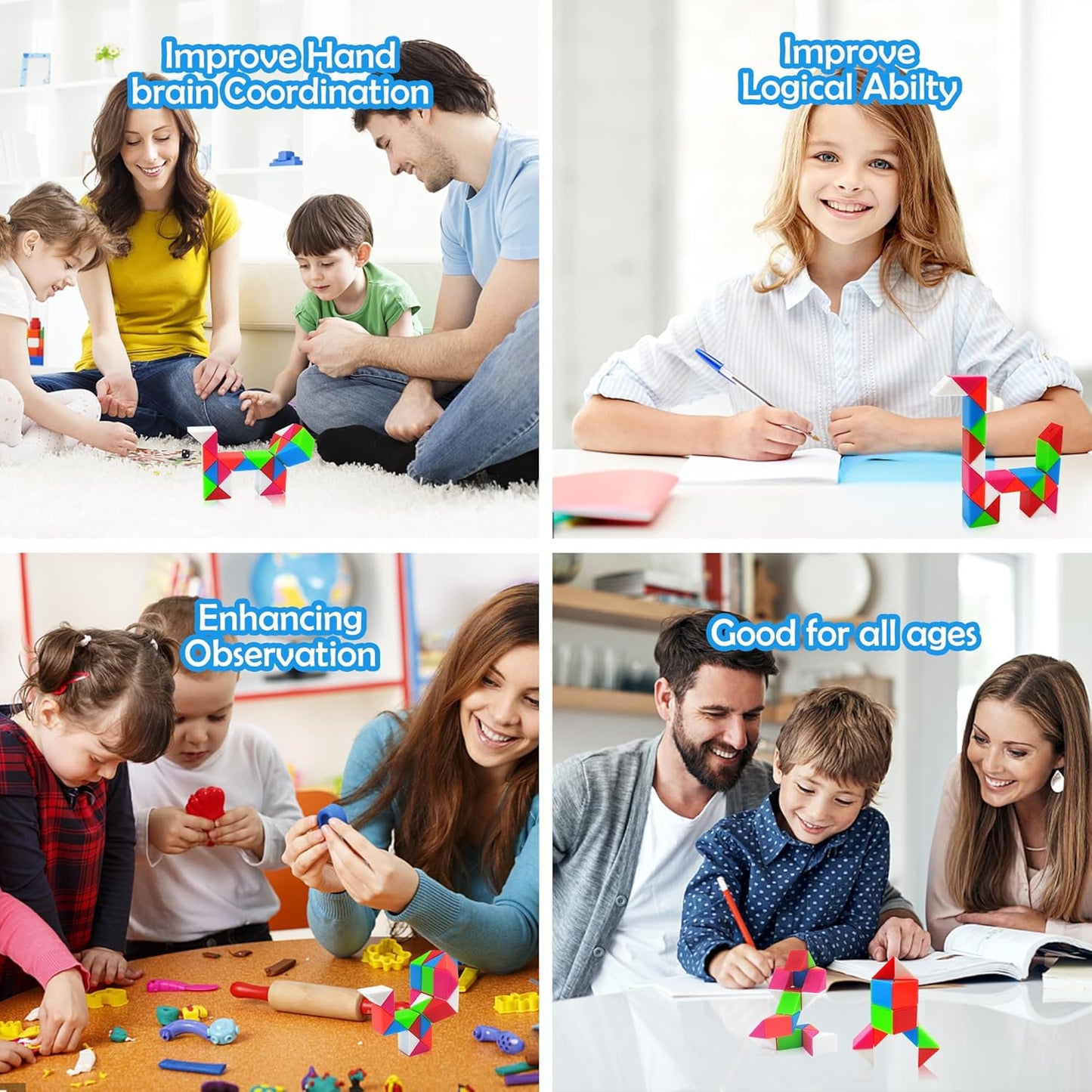 Party Favors -30Pcs Fidgets Snake Cube Puzzles Toy for Goodie Bags, Boys Stocking Stuffers, Bulk Fidgets Toy Treasure Box Classroom Prize Birthday Back to School Students Gifts