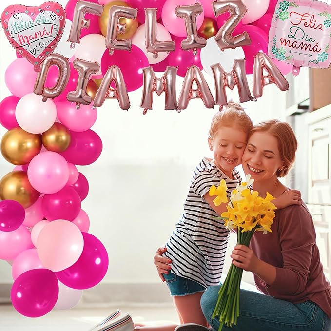 Feliz Dia De Las Madres Balloon Garland Arch kit with 118 Pcs Balloons Mothers DayDecorations Feliz Dia Mama Balloons Banner for Mothers Day Party Supplies
