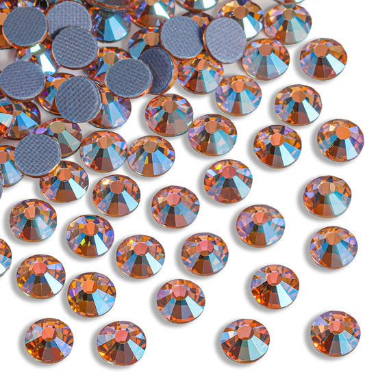 Beadsland Hotfix Rhinestones, 288pcs Flatback Crystal Rhinestones for Crafts Clothes DIY Decorations, Champagne AB, SS30, 6.3-6.5mm