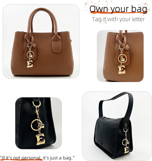 Gold Bubble Heart Initial Bag Charms for Handbags – Cute Initial Letter Keychain for Women, Purse Charms, Gold Gift