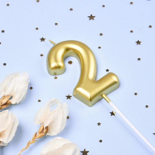 PHD CAKE 2.76 inch Classical Gold 2 Number Birthday Candles, Gold Number Candles, Cake Number Candles, Party Celebration