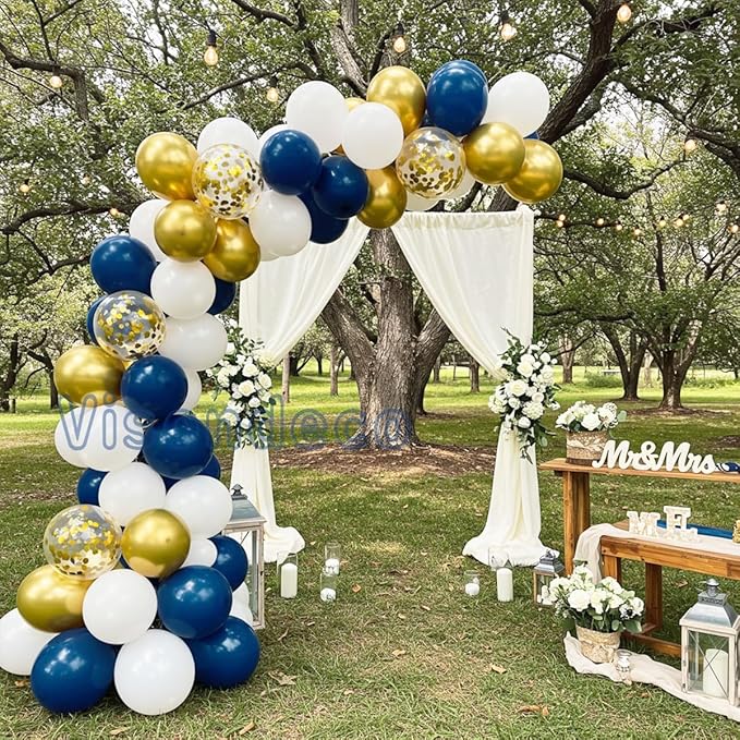 Navy Blue Balloon Garland Kit - 102pcs Blue and White Balloons with Gold and Star Foil Balloons - Party Decoration Arch for Graduation 2026 Birthday Baby Shower