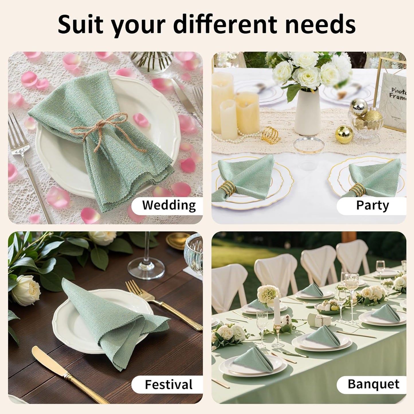 Cloth Napkins Set of 12 Reusable,UWWGKK 17x17 Inch Napkins Cloth Washable for Dinner, Restaurant,Wedding,Hotel