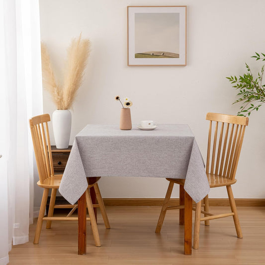 Hiasan Faux Linen Square Tablecloth - Wrinkle and Stain Resistant Washable Table Cloth for Kitchen Dining Room Holiday Table Cover for Party Dinner, Stone, 54 x 54 Inch