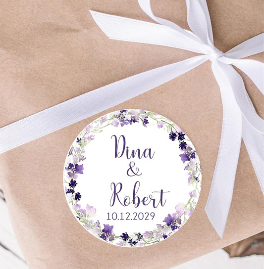 Lavender & Purple Wedding Invitations, Set of 12 Invitations with Envelopes