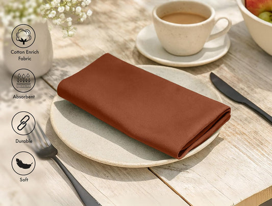 Ruvanti Cloth Napkins Set of 12, 18x18 Inch, Soft & Absorbent Cotton Enrich Dinner Napkins for Hotel, Wedding Parties, Napkins Everyday - Rust