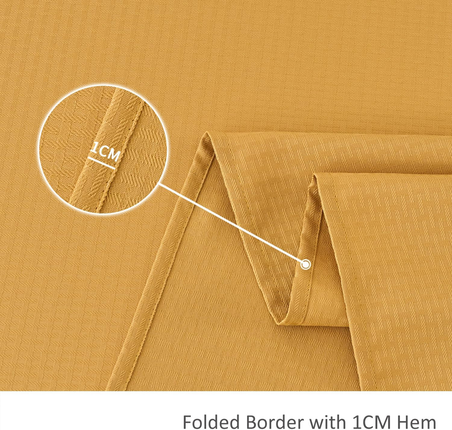 maxmill Rectangle Tablecloth Weaved Texture Design Water Resistant Wrinkle Free Spill-Proof, Soft Table Cloth for Dining Room Decoration, Banquet Parties Holiday Dinner, 52 x 84 Inch Ochre Yellow