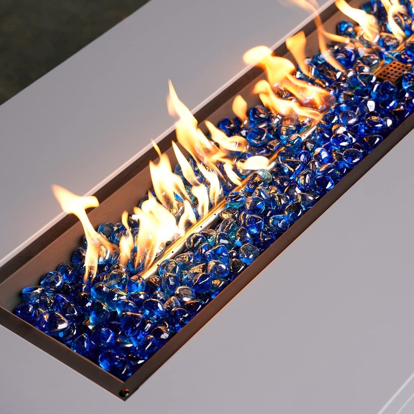 Mr. Fireglass 10 Pounds Blended Fire Glass Diamonds for Fireplace Fire Pit & Lanscaping - 1 inch High Luster Cobalt Blue Fire Rocks