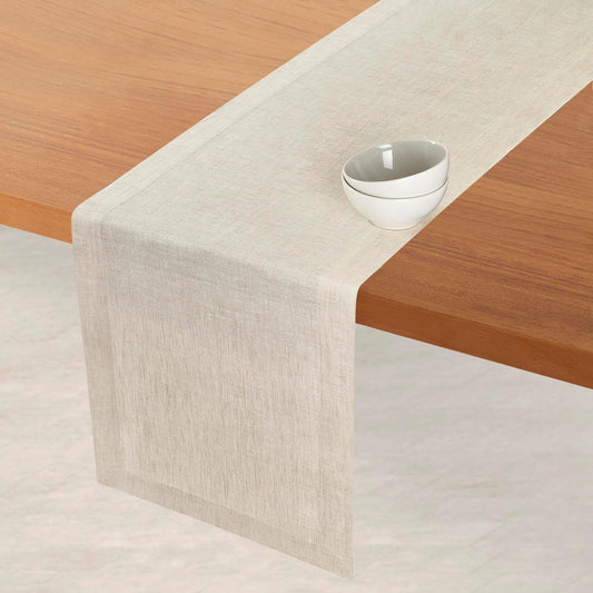 D'Moksha Homes Linen Light Natural Table Runner 72 Inches Long - 100% Pure Linen 14 x 72 Inch Table Runner for Dining, Fall, Autumn and Halloween - Machine Washable