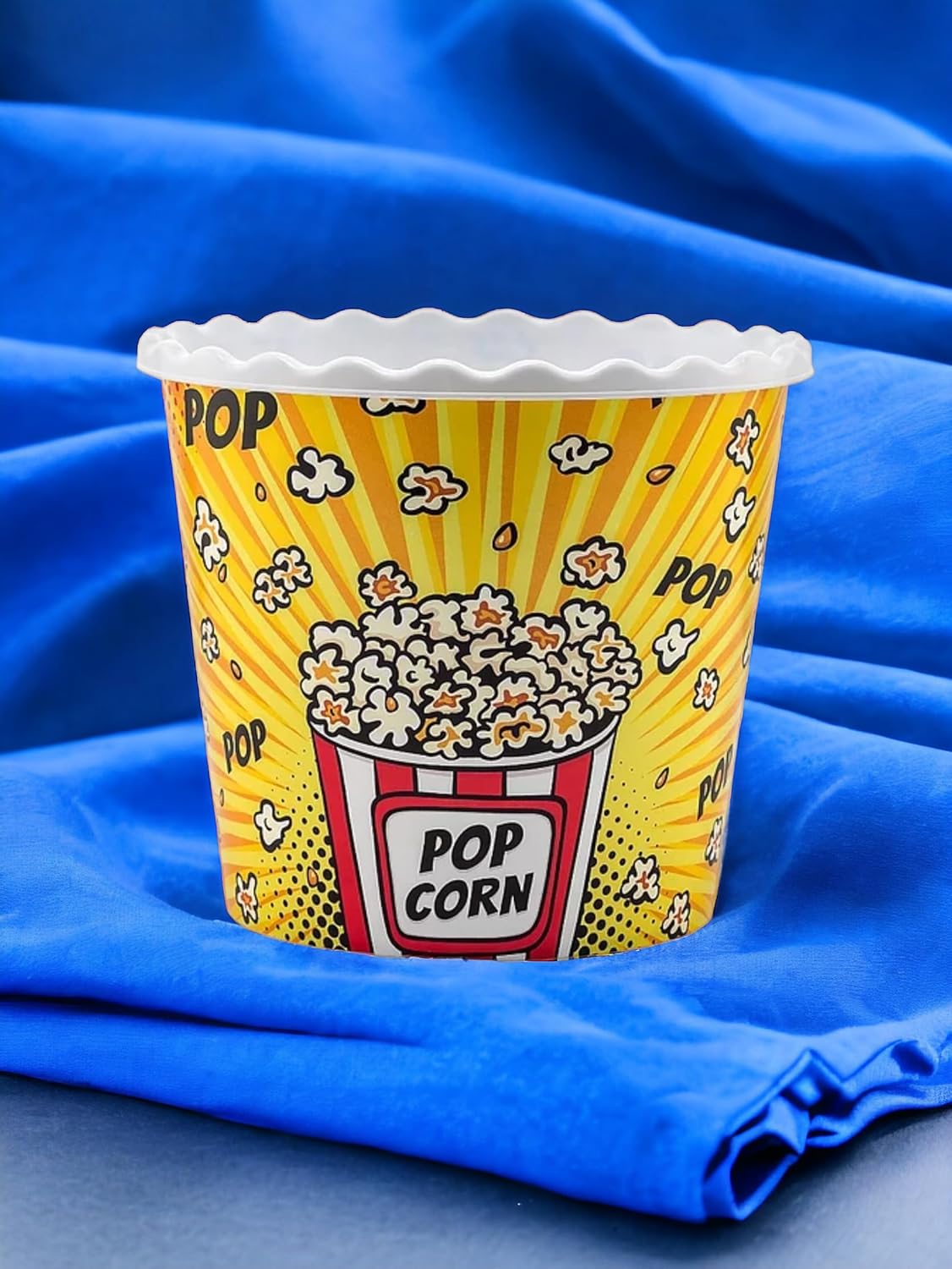 Modern Style Reusable Plastic Popcorn Box/Popcorn Containers/Popcorn Bowls Set for Movie Theater Night - (BPA Free - 6 Pack - 75 oz) (Popcorn Mix A)