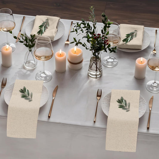 Ruvanti Linen Napkins Set of 6, 18x18 Cloth Napkins, Cotton Linen Blend Napkins Cloth Washable, Soft, Reusable Dinner Napkins for Wedding, Parties, Christmas, Thanksgiving, Everyday Use - Natural