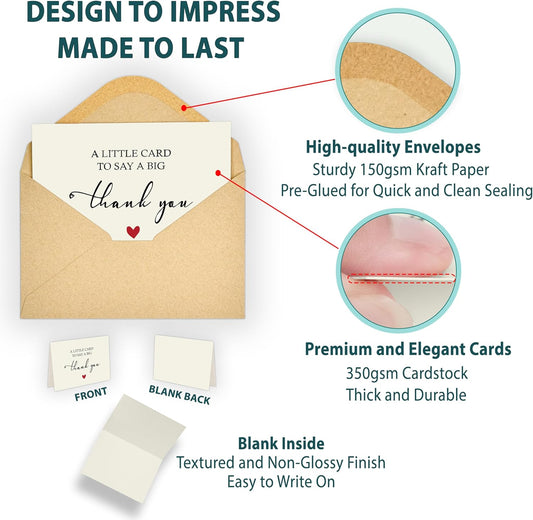 25 Pack Premium Elegant Thank You Cards with Envelopes & Stickers – Blank Inside Personalized Notes, Perfect for Weddings, Baby Showers, Small Business, Bridal Showers, Birthdays, Graduations & Gifts