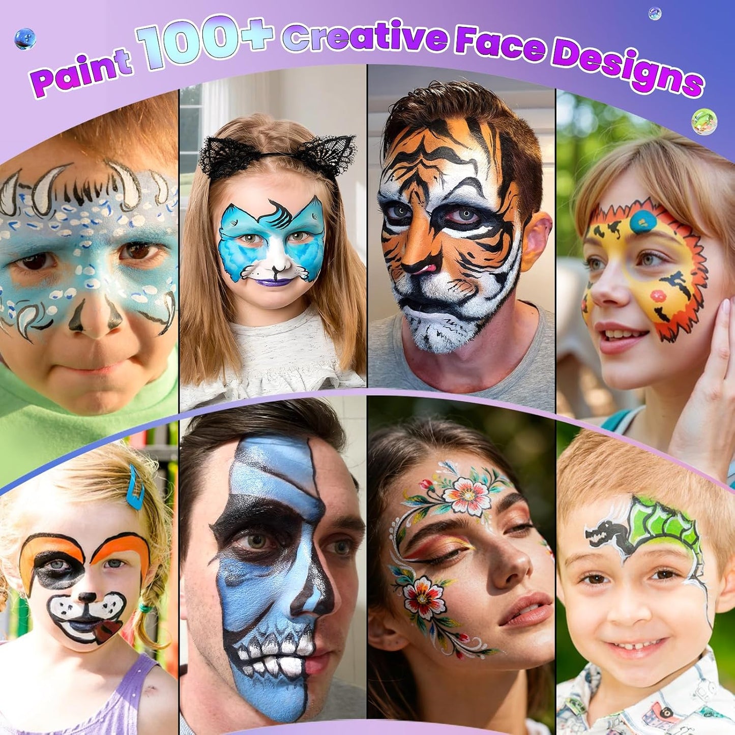 Face Painting Kit for Kids – 26 Colors Non-Toxic Face & Body Paint Palette with Brushes, Stencils, Glitter & Gems for Parties, Halloween, Festivals, School Events, and Creative Play