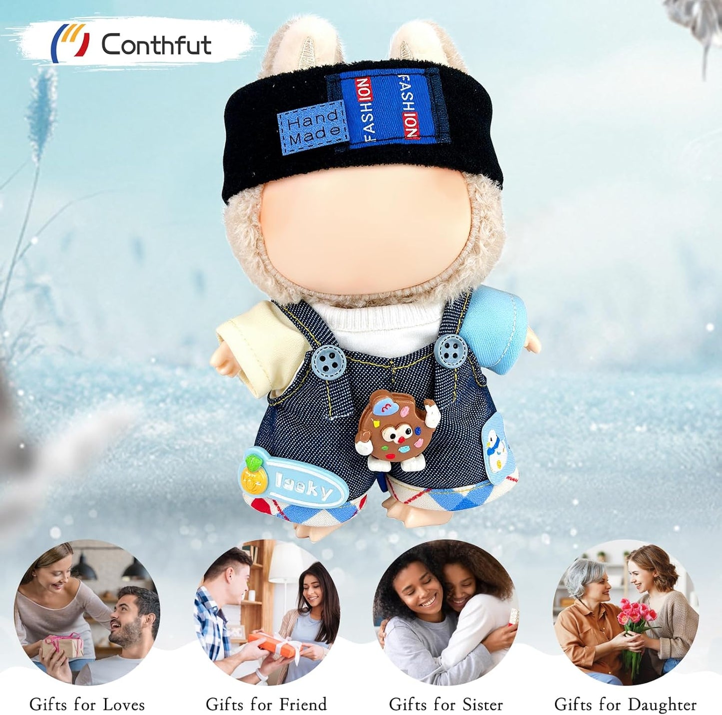 Overalls Doll Clothes ,17cm/15cm Dolls Outfit Set,Accessories for Doll,Stylish Clothes Set Dress Up (No Doll) (Blue Overalls Suit)